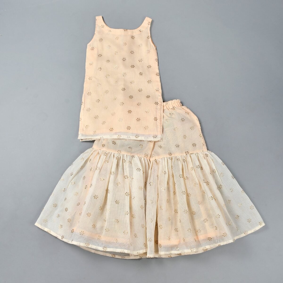 BEIGE ETHNIC KURTA GHARARA SET