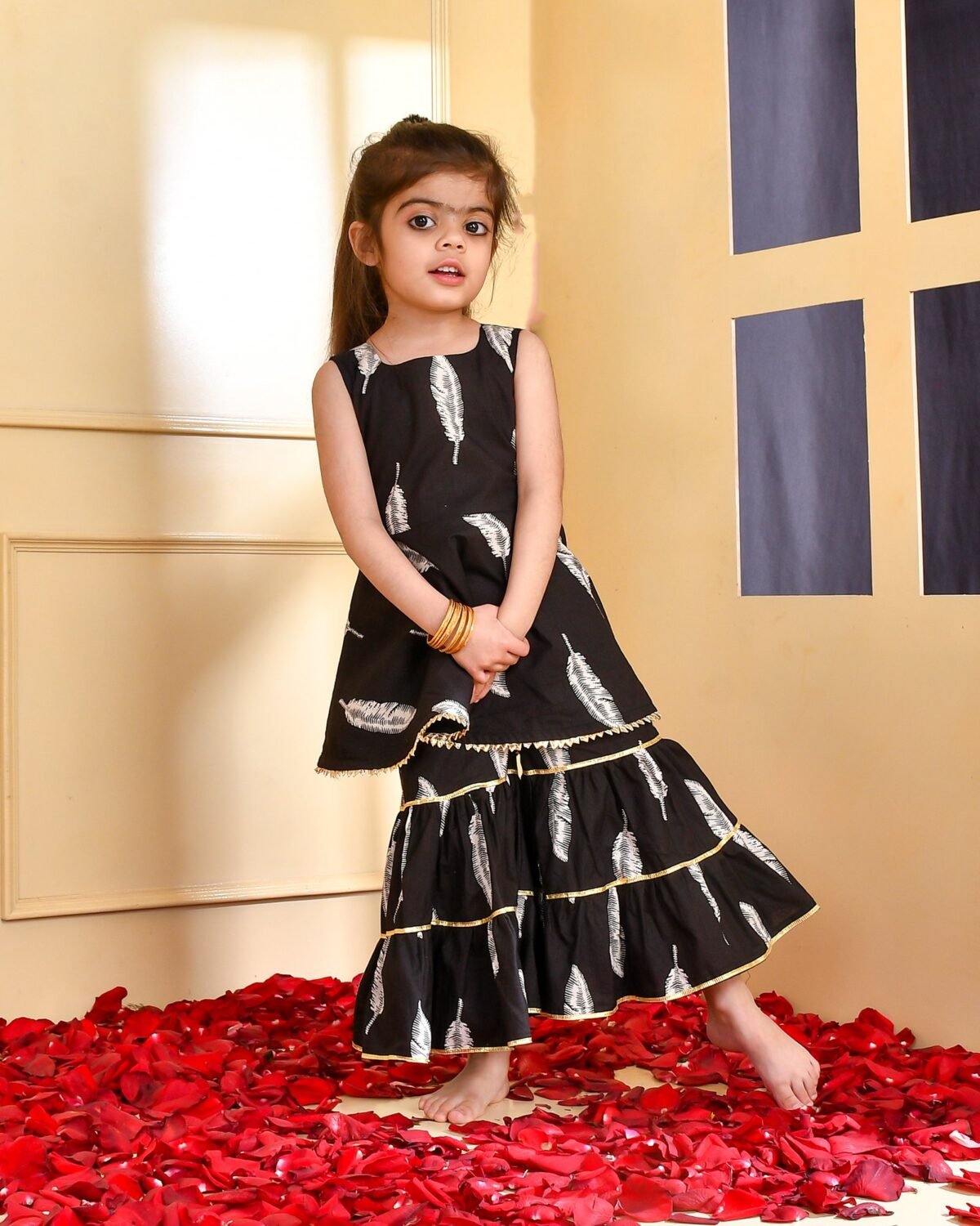 BLUE BLOCK KURTA DHOTI SET