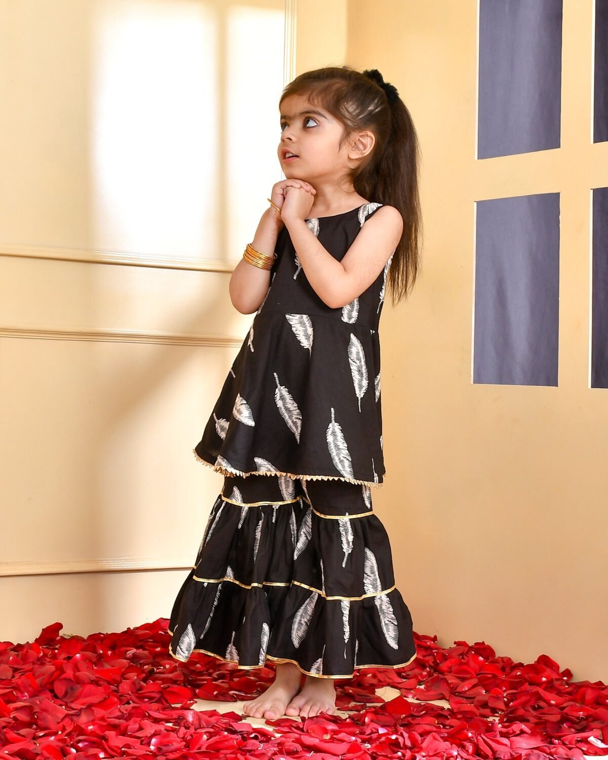 BLUE BLOCK KURTA DHOTI SET