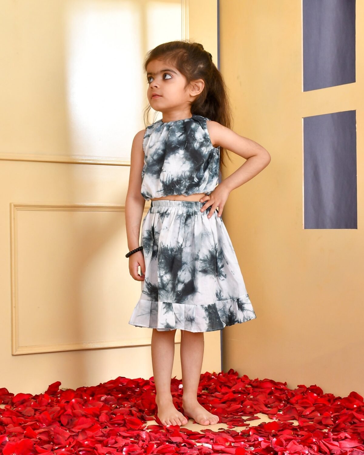 BLACK TYE DYE SKIRT TOP SET