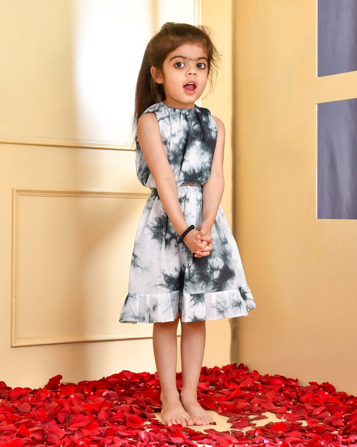 BLACK TYE DYE SKIRT TOP SET