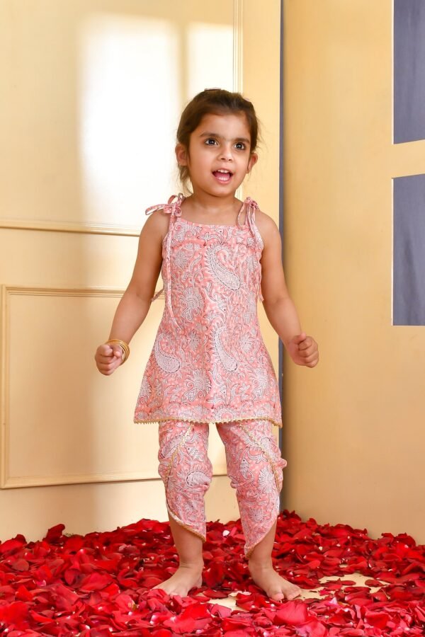 PEACH KURTA DHOTI SET