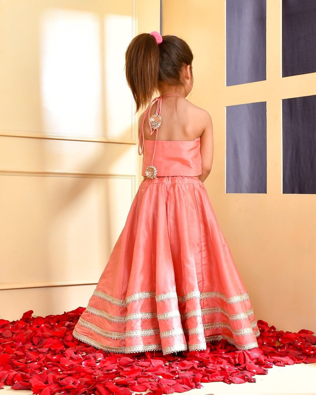 Peach lehenga top set