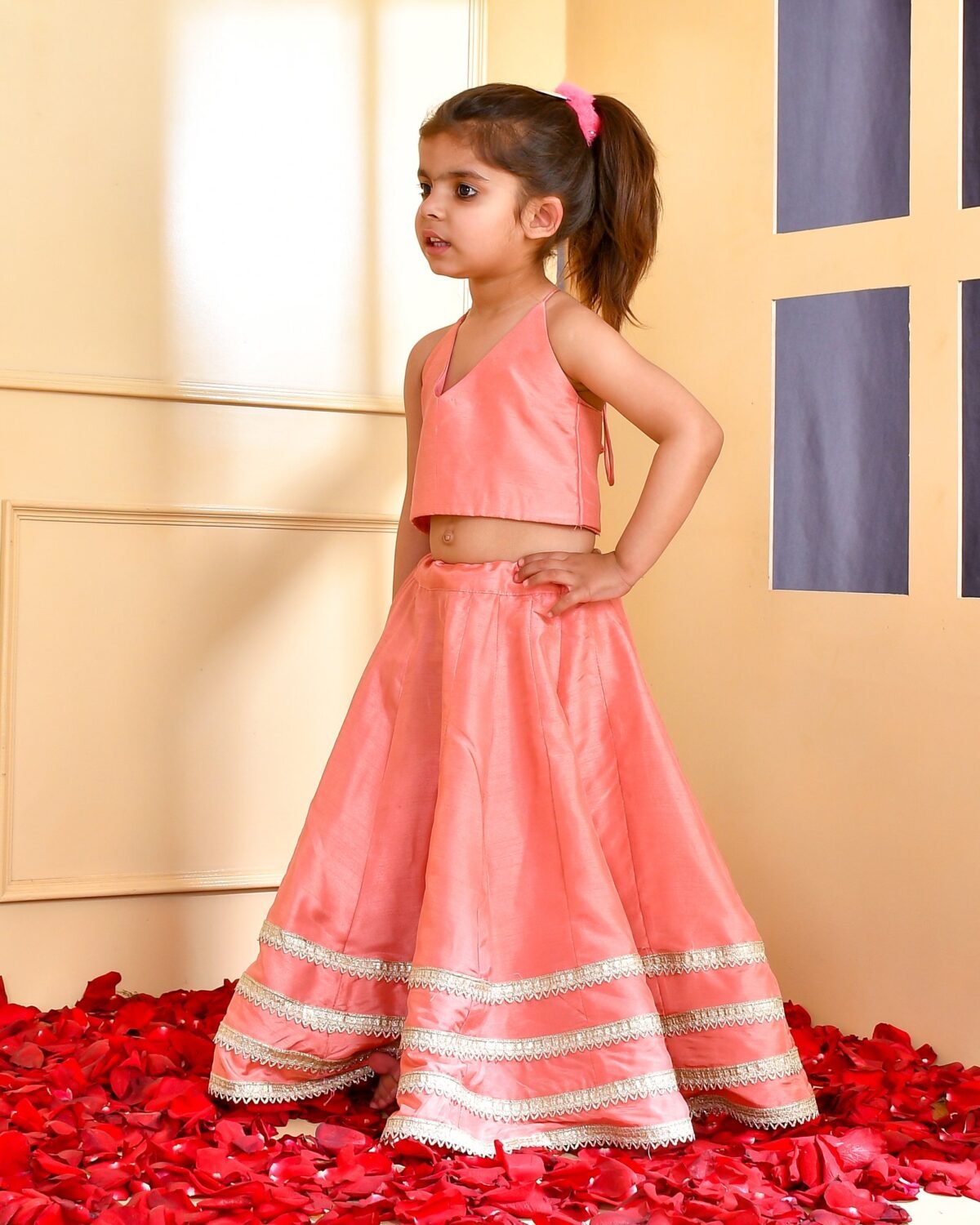Peach lehenga top set