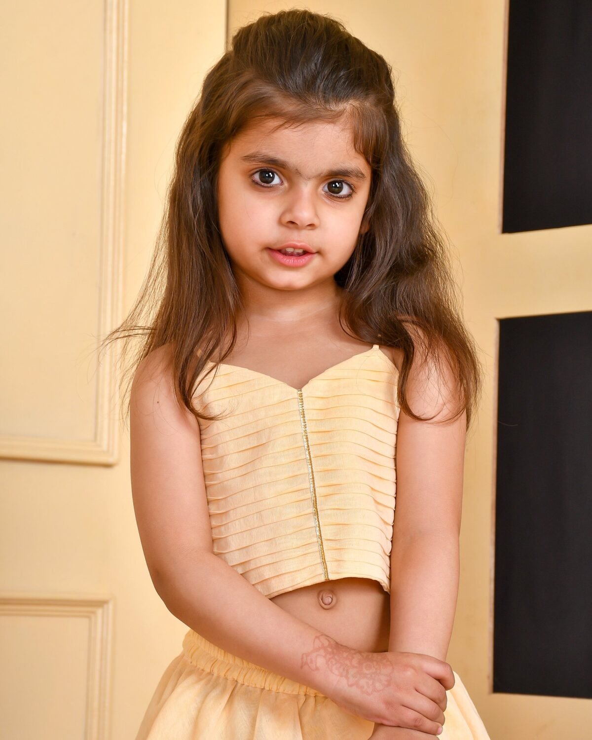 Beige lehenga and top set