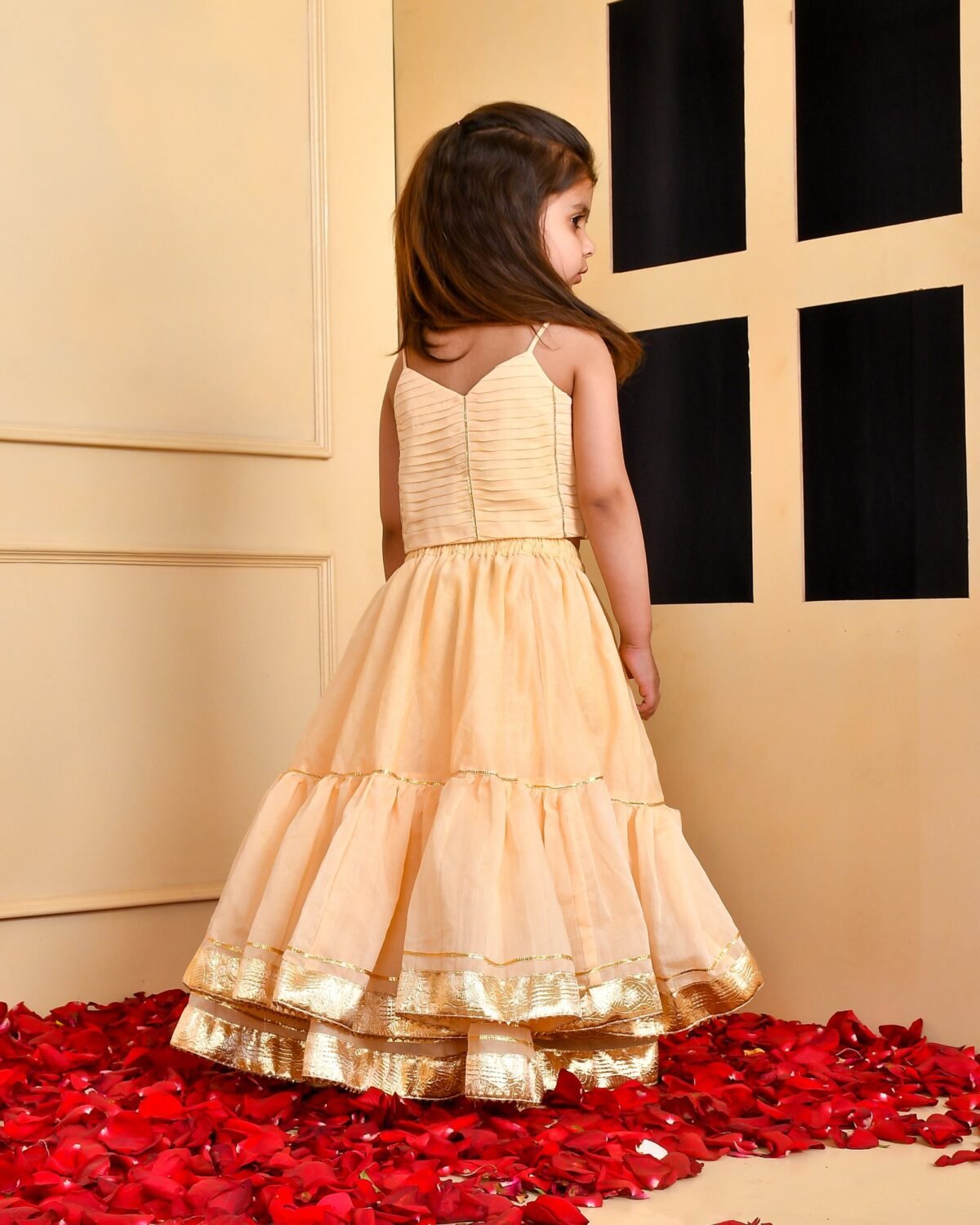 Beige lehenga and top set