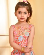 PINK ORANGE GOTA SKIRT TOP SET