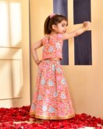 PINK ORANGE GOTA SKIRT TOP SET