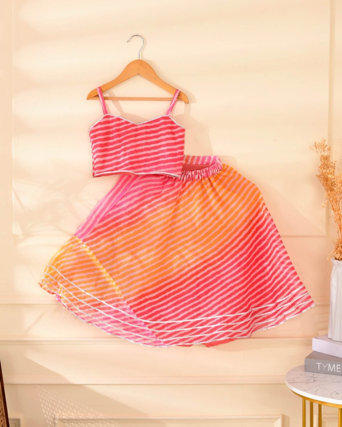 Kids magenta & yellow lehenga set