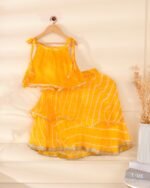 Kids yellow leheriya lehenga top set