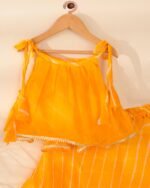 Kids yellow leheriya lehenga top set
