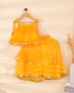 Kids yellow leheriya lehenga top set