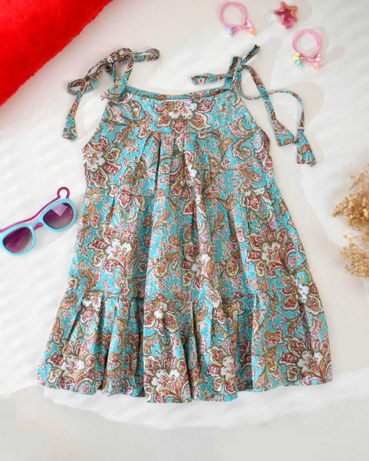 KIDS BLUE TIERED DRESS