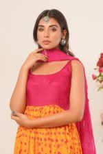 Yellow & magenta anarkali set