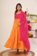 Yellow & magenta anarkali set