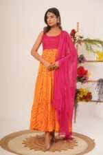 Yellow & magenta anarkali set