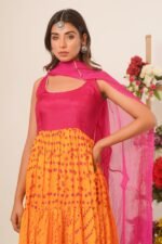 Yellow & magenta anarkali set