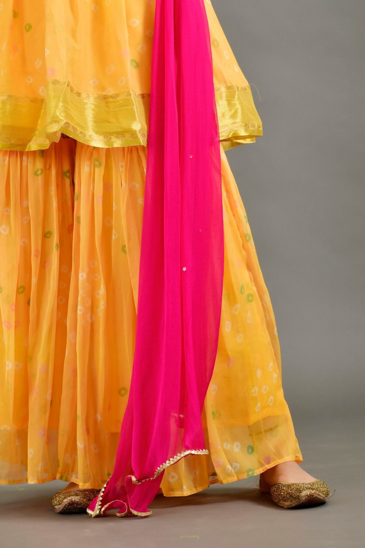 Yellow peplum gharara set