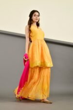 Yellow peplum gharara set