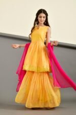 Yellow peplum gharara set