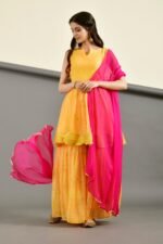 Yellow peplum gharara set