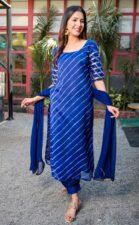 Blue leheriya kurta salwar set