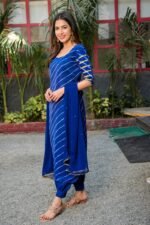 Blue leheriya kurta salwar set