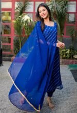 Blue leheriya kurta salwar set