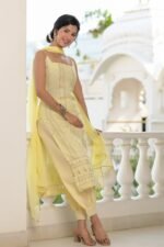 yellow chikankari suit set