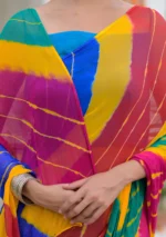 Mutli leheriya chiffon saree