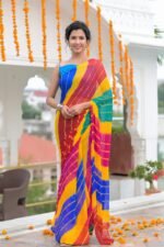 Mutli leheriya chiffon saree