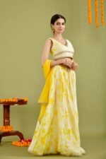 Yellow tie- dye Lehenga set