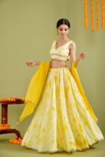 Yellow tie- dye Lehenga set