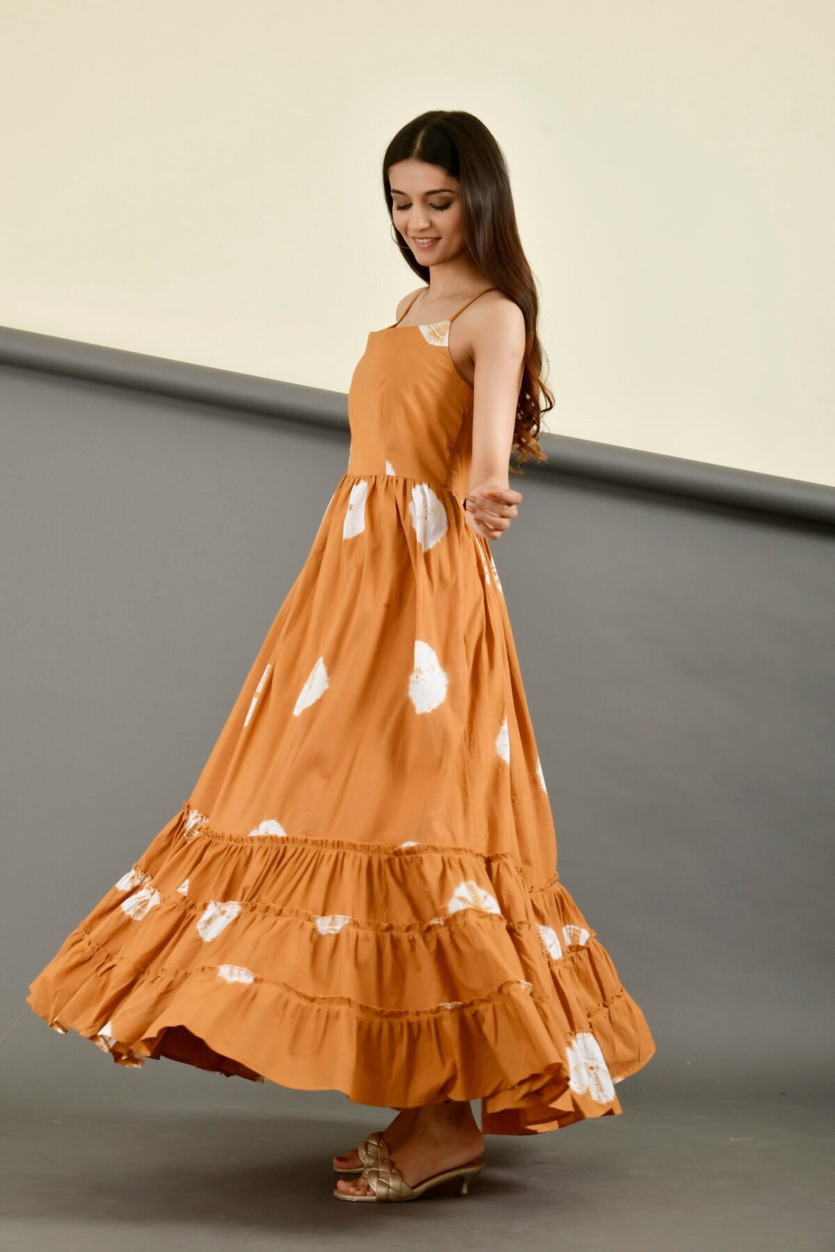 MUSTARD SHIBORI DRESS