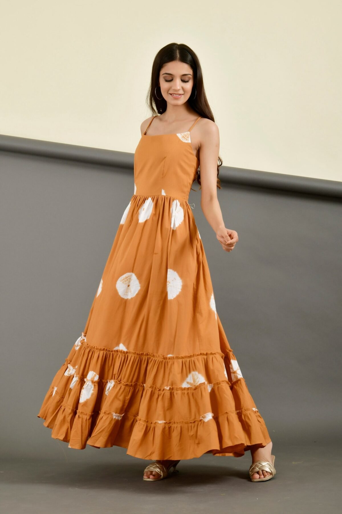 MUSTARD SHIBORI DRESS