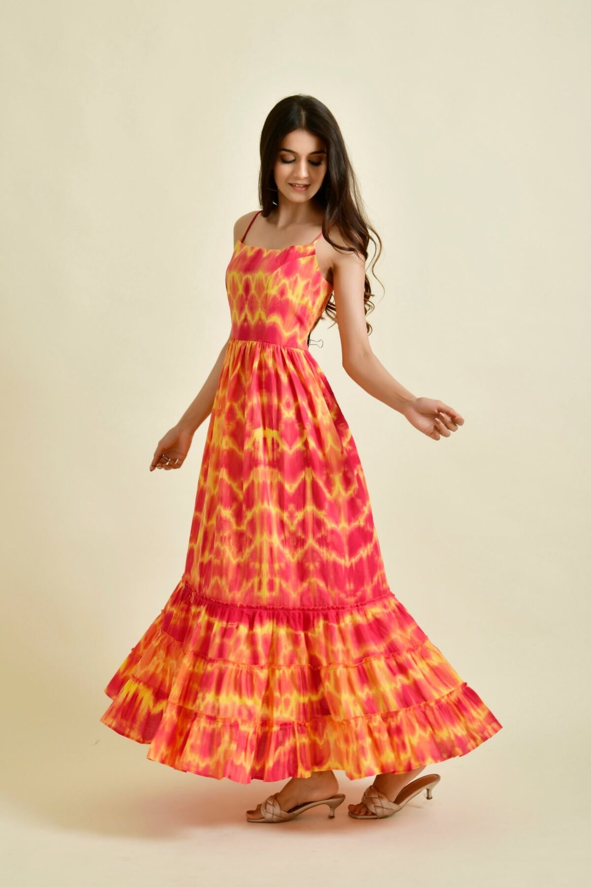 RED YELLOW TIE DYE DRESS
