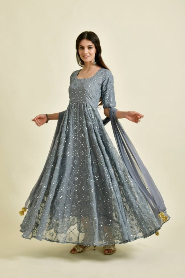 GREY MIRROR ANARKALI SET