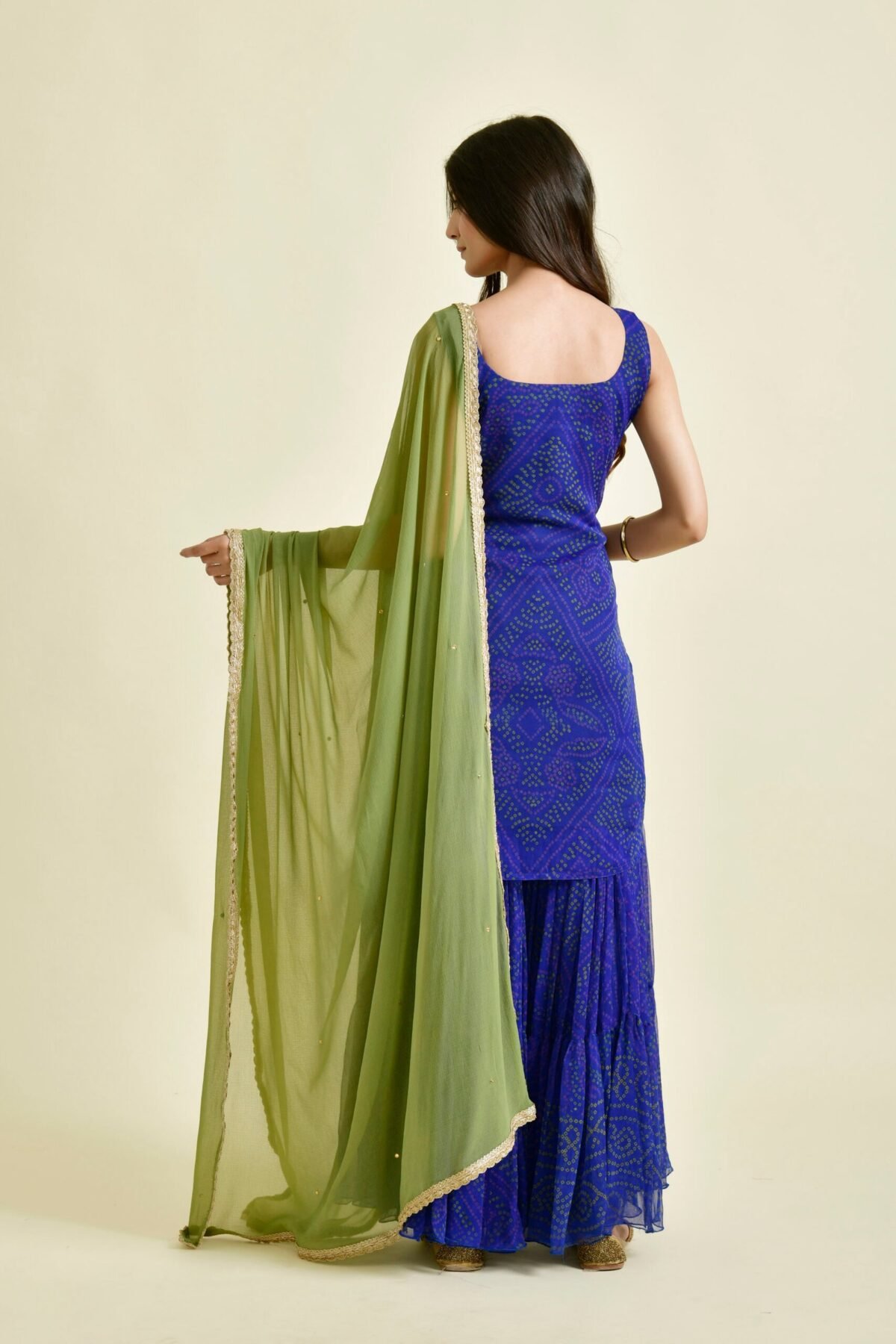 BLUE BANDHANI GHARARA SET