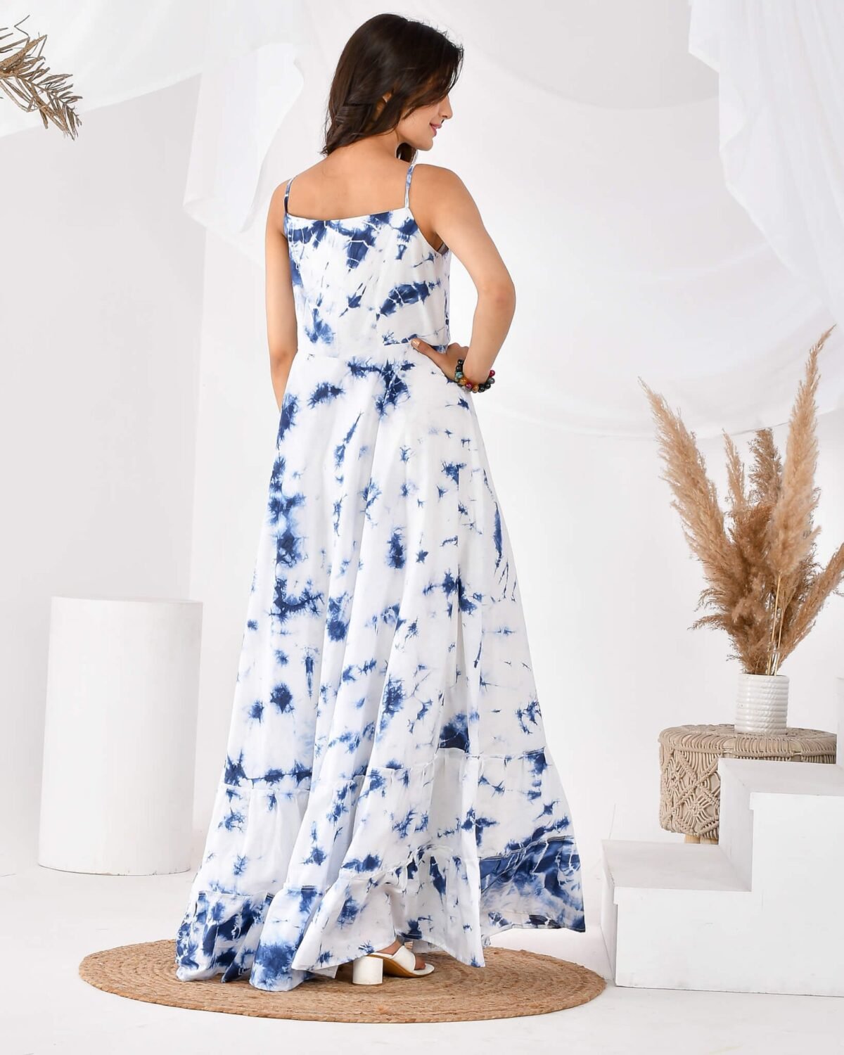 Blue shibori dress