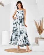 Grey white shibori dress