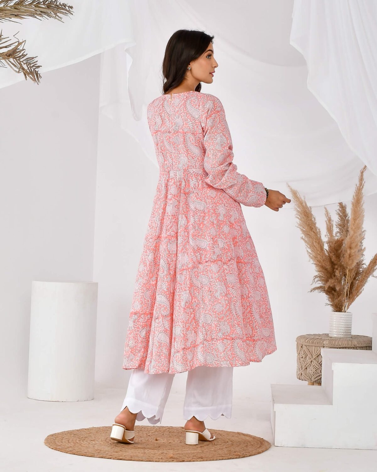 Pink printed anarkali set (SET OF 2)