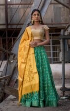 GREEN FULL FLARED LEHENGA WITH BLOUSE AND DUPATTA (SET OF 3)