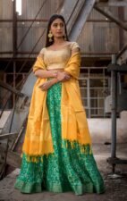 GREEN FULL FLARED LEHENGA WITH BLOUSE AND DUPATTA (SET OF 3)