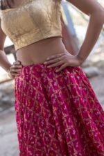 MAGENTA ART SILK LEHENGA WITH BLOUSE