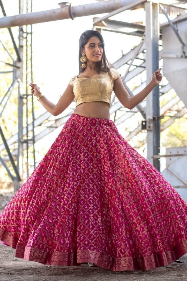 MAGENTA ART SILK LEHENGA WITH BLOUSE