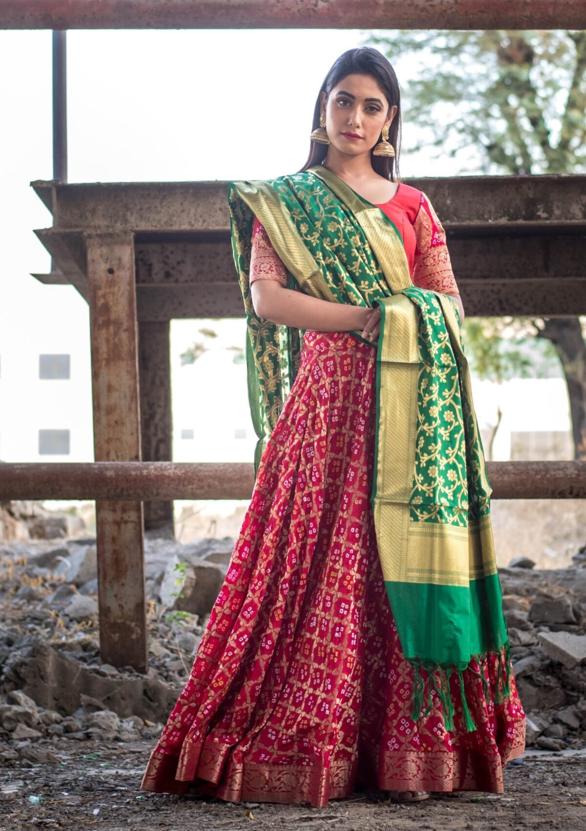 RED LEHENGA WITH BLOUSE AND DUPATTA