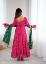 Hot pink bandhani anarkali set