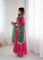 Hot pink bandhani anarkali set