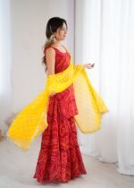 Red bandhej kurta sharara set