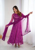 Purple leheriya anarkali set